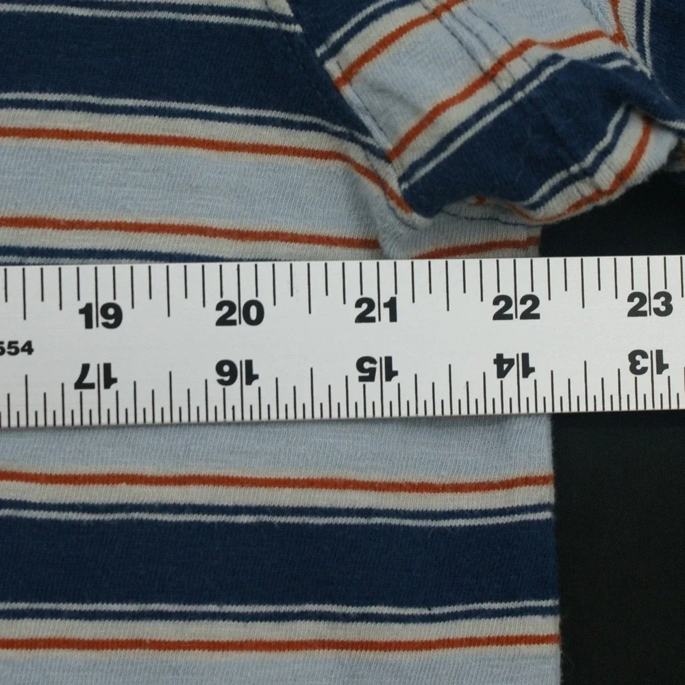 Duluth Trading Co Mens Relaxed Fit Striped Polo Shirt Blue Orange Size M